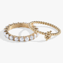 Load image into Gallery viewer, Pearl &amp; Knot Rope Ring Set