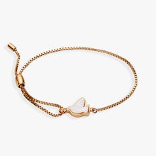 Load image into Gallery viewer, Dove 'Peace' Mother of Pearl Pull Chain Bracelet