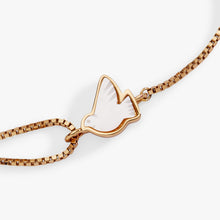 Load image into Gallery viewer, Dove 'Peace' Mother of Pearl Pull Chain Bracelet