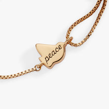 Load image into Gallery viewer, Dove 'Peace' Mother of Pearl Pull Chain Bracelet
