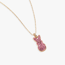 Load image into Gallery viewer, PEEPS® Pink Crystal Bunny Pendant Necklace