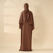 Load image into Gallery viewer, Cocoon-Cut Crepe Abaya Perfect For Umrah With One-Piece Hijab Attached (MA143)