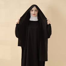 Load image into Gallery viewer, Cocoon-Cut Crepe Abaya Perfect For Umrah With One-Piece Hijab Attached (MA143)