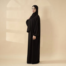 Load image into Gallery viewer, Cocoon-Cut Crepe Abaya Perfect For Umrah With One-Piece Hijab Attached (MA143)