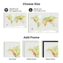 Load image into Gallery viewer, World Map on Canvas - Physical