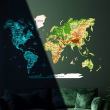 Load image into Gallery viewer, 3D Luminous Colored Wooden World Map Physical
