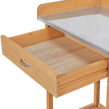 Load image into Gallery viewer, Natural Fir Wood Potting Bench with Galvanized Steel Table Top