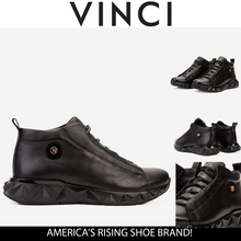 Load image into Gallery viewer, The Vertex Black Leather Men's Sneaker