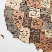 Load image into Gallery viewer, Wooden 3d Map of USA - Smokey