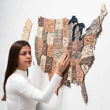 Load image into Gallery viewer, Wooden 3d Map of USA - Smokey
