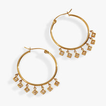 Load image into Gallery viewer, Princess Cut Crystal Hoop Earrings