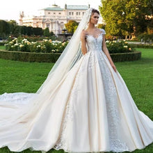 Load image into Gallery viewer, Vintage Cap Sleeve Luxury Ball Gown Wedding Dress