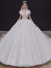 Load image into Gallery viewer, Luxury White Wedding Dress with Crystal Beads