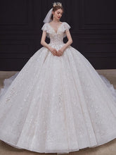 Load image into Gallery viewer, Luxury White Wedding Dress with Crystal Beads
