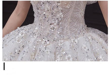 Load image into Gallery viewer, Luxury White Wedding Dress with Crystal Beads