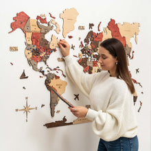 Load image into Gallery viewer, 3D Wooden World Map Fusion