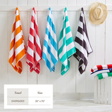 Load image into Gallery viewer, Cotton Velour Cabana Stripe Beach Towel - Novia Collection