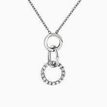 Load image into Gallery viewer, Rhodium Plated Finish Triplet Hoop Pendant