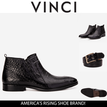 Load image into Gallery viewer, The Randor Black Crocodile Leather Side-Zip Dress Ankle Men Boot