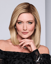 Load image into Gallery viewer, Raquel Welch Midnight in Paris Luxurious Mid-Length Layered Wig, Black Label Human Hair Collection by Hairuwear, Average Cap, Rh10/20SS Shaded Buttered Walnut