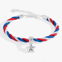 Load image into Gallery viewer, Red, White and Blue Star Cord Bracelet