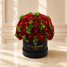 Load image into Gallery viewer, Classic Black Box | Red Persian Buttercups &amp; Green Hydrangeas