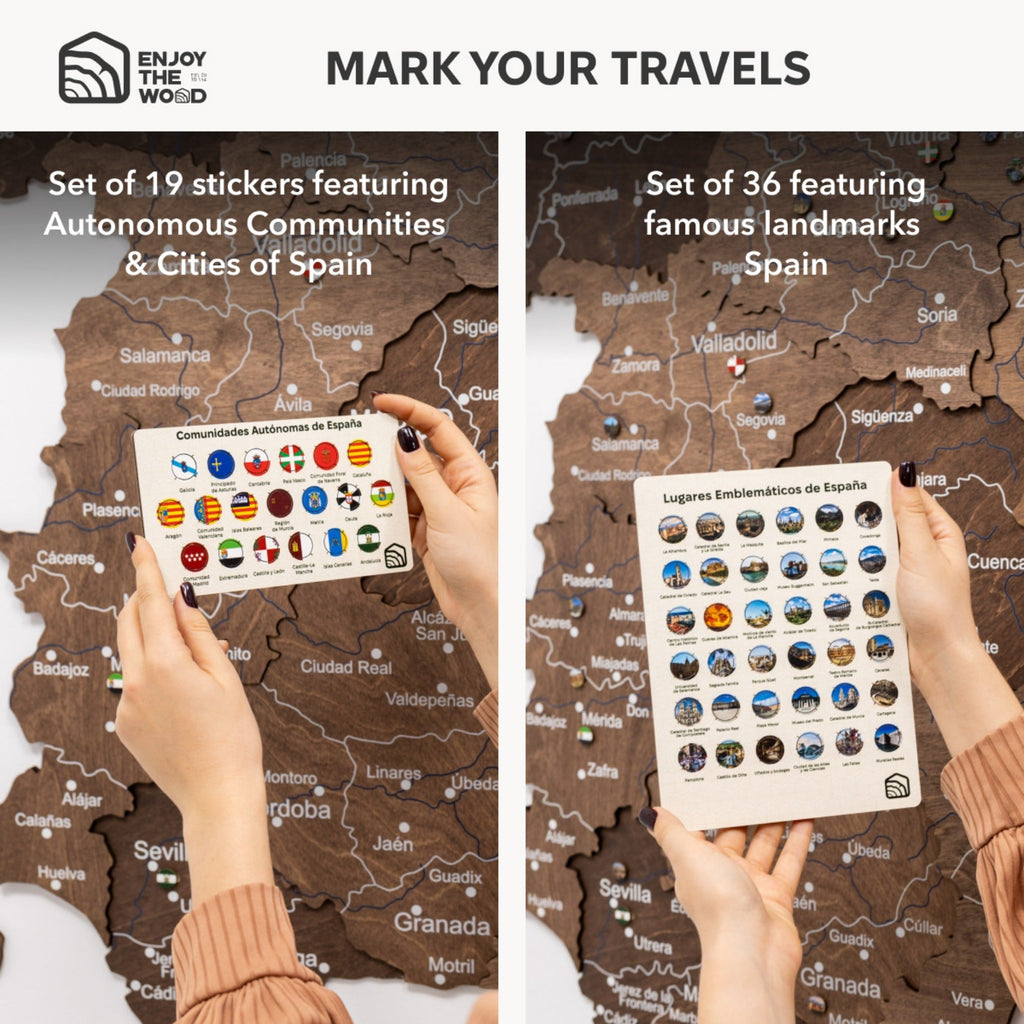 Wooden Map of Spain – Dark Walnut
