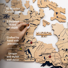 Load image into Gallery viewer, 3D Wooden Map of Canada – Gold