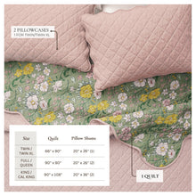 Load image into Gallery viewer, Floral Print &amp; Scalloped Cotton Quilt Set - Gwen Collection