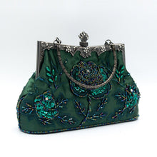 Load image into Gallery viewer, Rhinestone Rose Embroidery Beaded Vintage Clutch Bag (MAC292)