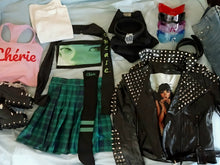 Load image into Gallery viewer, Black &amp; Green Top &amp; Skirt Set