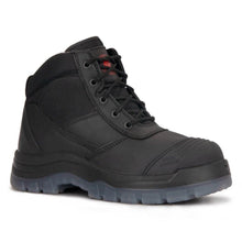 Load image into Gallery viewer, ROCKROOSTER Crisson Black 6 inch Zip sided Steel Toe Leather Work Boots AK050BK