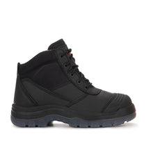 Load image into Gallery viewer, ROCKROOSTER Crisson Black 6 inch Zip sided Steel Toe Leather Work Boots AK050BK
