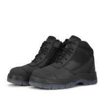 Load image into Gallery viewer, ROCKROOSTER Crisson Black 6 inch Zip sided Steel Toe Leather Work Boots AK050BK