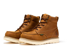 Load image into Gallery viewer, ROCKROOSTER Edgewood Men's 6 inch Brown steel toe waterproof wedge work boots SAP858
