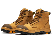 Load image into Gallery viewer, ROCKROOSTER Madison Tan 6 inch Zip-sided Steel Toe Leather Work Boots AK052