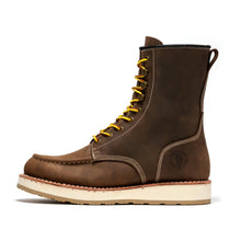 Load image into Gallery viewer, ROCKROOSTER Mantua Men's 8 inch Dark Brown Soft Toe Wedge Work Boots SAP308
