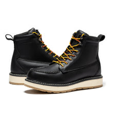 Load image into Gallery viewer, ROCKROOSTER Trinidad Men's 6 inch Black Steel Toe Wedge Work Boots SAP2301