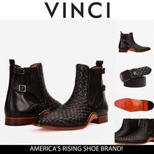 Load image into Gallery viewer, The Rolls Boot Woven Black Leather Double Monk Strap Handmade Men Shoe