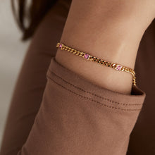 Load image into Gallery viewer, October Birthstone Rose Curb Chain Bracelet