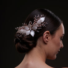 Load image into Gallery viewer, Handcrafted Rose Gold Bridal Hair Comb with Crystal Beads and Silver-Plated Wire - Elegant Wedding Hair Accessories for Brides and Bridesmaids