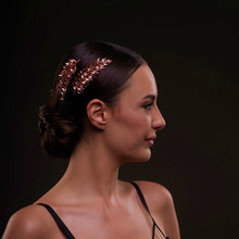 Load image into Gallery viewer, Rose  Gold Crystal Leaf Hair Comb Set