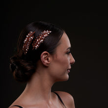Load image into Gallery viewer, Rose  Gold Crystal Leaf Hair Comb Set