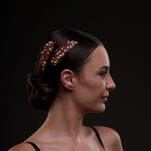 Load image into Gallery viewer, Rose  Gold Crystal Leaf Hair Comb Set