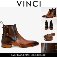 Load image into Gallery viewer, The Royal Hand Craft Tan Leather Double-Buckle Chelsea Men Boot