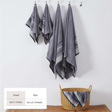 Load image into Gallery viewer, Decorative Cotton Stripe Bath Towel Set - Noelle Collection