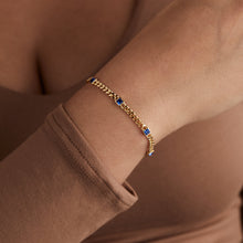 Load image into Gallery viewer, September Birthstone Sapphire Curb Chain Bracelet