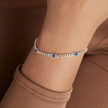 Load image into Gallery viewer, September Birthstone Sapphire Curb Chain Bracelet