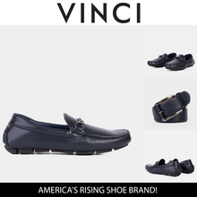 Load image into Gallery viewer, Pavia Navy Blue Leather Bit Drive Loafer Men Shoe