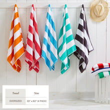 Load image into Gallery viewer, Cotton Velour Cabana Stripe Beach Towel - Novia Collection